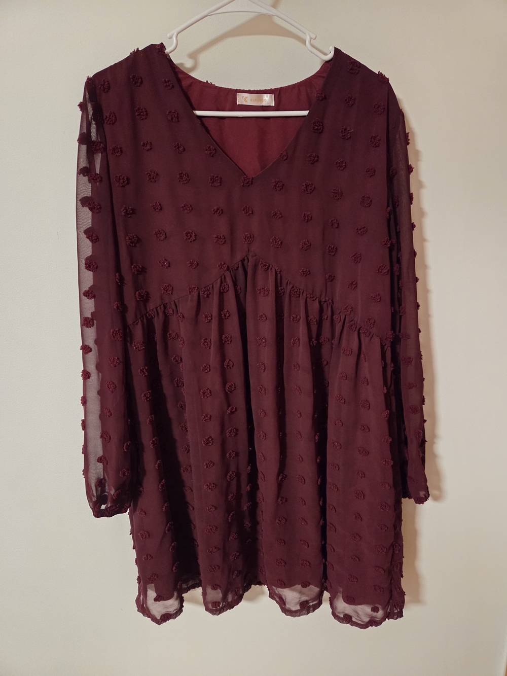 Botique Dress - Burgundy, polka dot, longsleeve